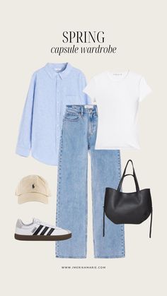 Spring 2024 Capsule Wardrobe + Outfit Ideas | Erika Marie Erika Marie, Capsule Wardrobe Outfit Ideas, White Tee Jeans, Capsule Wardrobe Outfits, Spring Capsule Wardrobe, Everyday Fashion Outfits, Wardrobe Outfits, Classy Work Outfits, Classic Outfits