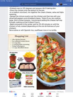 an image of a facebook page with food items on it and the caption below