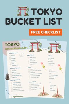 the tokyo bucket list is shown in this image