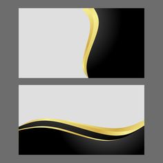 two black and gold business cards with wavy lines