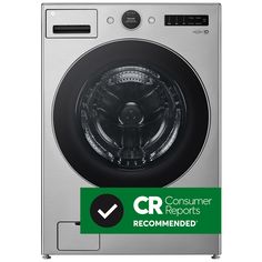 an image of a washing machine with the words consumer reports recommended on it's side