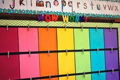 a colorful bulletin board with magnets on it