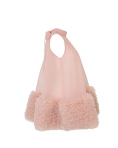 a pink bag with fur on it