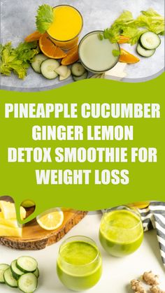 Try this healthy Pineapple Cucumber Ginger Lemon Detox Smoothie with fresh peach, mint, and turmeric for weight loss, bloating, colon cleanse, and glowing skin. This detoxifying fat-burning drink with no sugar added is not only surprisingly yummy but it aids you to lose belly fat fast, boosts your metabolism, and helps you effectively achieve your weight loss goals. #detox #smoothie #weightloss Pineapple Cucumber Ginger Lemon, Pineapple Cucumber, Pineapple Detox, Lemon Smoothie, Healthy Juicing, Cucumber Smoothie, Ginger Detox, Ginger Drink, Delicious Smoothies