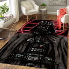 a darth vader rug in a living room