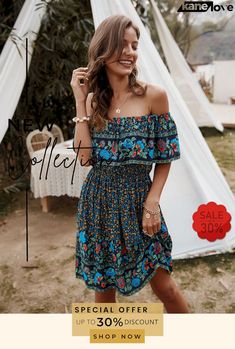 Bohemian Print Off-shoulder Strapless Knee Length Dress Chic Bohemian, Bohemian Print, Elevate Your Style, Knee Length Dress, Women's Fashion Dresses, Your Style, Knee Length, Off Shoulder, Fashion Dresses