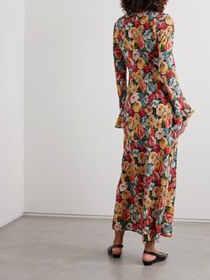 DÔEN Musetta floral-print silk crepe de chine midi dress | NET-A-PORTER Silk Floral Print Maxi Dress For Fall, Silk Maxi Dress With Floral Print For Fall, Fall Floral Print Silk Maxi Dress, Fall Silk Maxi Dress With Floral Print, Silk Floral Print Maxi Dress For Brunch, Stages Of Life, Poppy Flowers, Dangly Earrings, Midi Length Dress