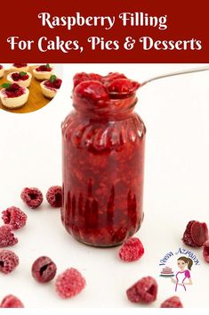 raspberry filling for cakes, pies and desserts in a glass jar