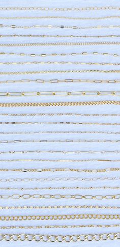 No returns/exchanges on chains. Please note the size or contact us with questions. If you're unsure, we encourage you to order 1 foot as a sample first.  Choose your 14k gold filled footage chain from 25 styles. All chains are 14/20 gold filled by USA standards. G1 - 2.6mm cable chain. Great as extender chain to make your pieces adjustable for the wearer. Country of origin: USA. This 14k gold filled item has been yellow gold plated for color uniformity. Also available in sterling silver. G2 - DISCONTINUED - Similar chain G43: www.etsy.com/listing/1742876595 2mm flat cable chain. Great for connector style necklaces (bar necklaces, disc necklaces, etc). Country of origin: USA.  G3 - 1.5mm double rope chain. Country of origin: USA. This 14k gold filled item has been yellow gold plated for col Classic Bracelets, Disc Necklace, Rolo Chain, Box Chain, Tube Beads, Rope Chain, Silver Rose Gold, Gold Filled Jewelry, Cable Chain