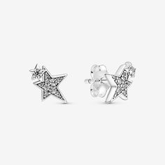 Sparkling Asymmetric Stars Stud Earrings | Sterling silver | Pandora US Pandora Earrings Studs, Pandora Star, Pandora Earrings, Bracelet Pandora, Star Earrings Stud, Jewelry Lookbook, Star Studs, Girly Jewelry, Butterfly Earrings