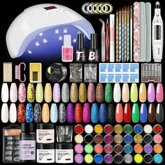 Complete acrylic nail kit with drill and u v light, with everything you want, suitable for beginners and nail art lovers. 3Pcs basic color acrylic powder, 36pcs decoration powder, you can mix different color to create different art style Designed for making acrylic nails, nail sculpture, French manicures, extension nails, diamond nails and other styles of nail art, which can meet your various needs Start your manicure art with our acrylic nail kit! Acrylic Nails Set Kit, Nail Kits For Beginners, Acrylic Nail Starter Kit, Diy Gifts For Women, Nail Sculpture, Extension Nails, Nail Kits, French Manicures, Manicure Art