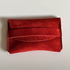 Handmade Red Suede Card Wallet Size: 4.5” X 3” Ysl Wallet, Betsey Johnson Wallet, Wrist Wallet, Red Wallet, Bags Handmade, Id Wallet, Large Wallet, Wallet Organization, Michael Kors Wallet