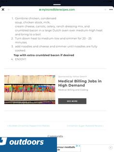 the website for medical billing jobs in high demand, with an image of some food items