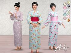 Sims 4 Kimono Maxis Match, Sims 4 Japanese Cc Clothes Maxis Match, Kimono Sims 4 Cc, Japanese Sims 4, Sims 4 Kimono Cc, Sims 4 Asian Cc, Ts4 Medieval, Mods Ts4, Carolina Dress