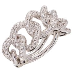 Rosior One-off Solid Link Ring set in White Gold with 154 Round Cut Diamonds (G-VVS) with total weight of 1,59 ct. Unique piece. Stamped by the portuguese assay office as 19.2K gold. Stamped with Rosior hallmark. Loyal to artisanal techniques, Rosior master craftsmen carefully curate each piece, stone by stone, to replicate and realise J.M Rosas’ vision. Pairing providence of production with meticulous attention to detail, every piece is designed and brought to vivid, artistic life in the compan Link Ring, Cubic Zirconia Engagement Rings, Jewellery Marketing, Ring Chain, Hot Jewelry, Linking Rings, Gold Link, Diamond Ring Settings, White Gold Diamond Rings