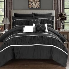 black and white comforter set with matching pillows