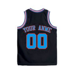 Black Youth Custom Space Jam Tune Squad Basketball Jersey for Youth/Kids/Toddler Black College Throwback Tops, Black Throwback College Top, Black Throwback Tops For College, Black Throwback Style Top For College, Throwback Black Sports Top, Black Throwback Sports Top, Collegiate Black Sleeveless Top, Collegiate Black Breathable Tops, Collegiate Style Breathable Black Tops