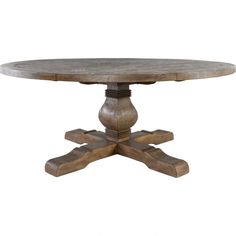 a round wooden table with two pedestals on each side and an oval shaped top