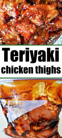 teriyaki chicken thighs are packed in plastic bags