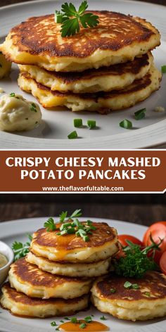 crispy cheesy mashed potato pancakes on a plate