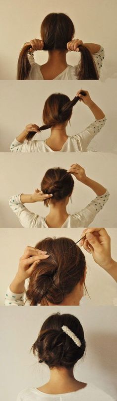 DIY Updo Hair Style Pictures, Photos, and Images for Facebook, Tumblr, Pinterest, and Twitter Lazy Girl Hairstyles, Diy Updo, Hair Updo, Hair Dos, Trendy Hairstyles, Hair Day, Hair Updos, Diy Hairstyles, Up Hairstyles