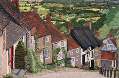 an image of a painting of houses in the country