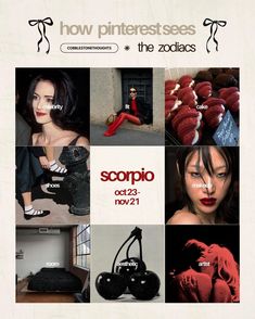 an advertisement for some sort of fashion show with pictures of women in black and red