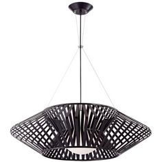 a black and white chandelier hanging from a ceiling fixture with an abstract design