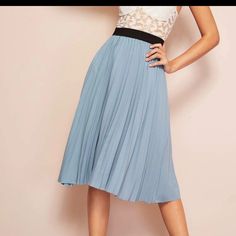 Brand New Baby Blue Waist Band Pleated Skirt. Can Be Worn All Year Round With So Many Colors And Patterns And Animal Prints. Nwot Baby Blue Skirt, Blue Skirt, Animal Prints, Women Skirts Midi, Waist Band, Papaya, New Baby, Pleated Skirt, Baby Blue