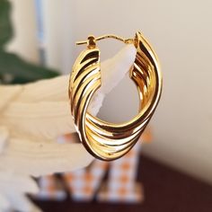 Lovely. New Vintage 14k Heavy Gold Hoop Earrings. 14k Italy. Been Tested As Well For 14k. I Just Love The Design On The Earrings. Gold Really Shiny And Bold. Nice Weight To Them. 6.7 Grams Of Gold Together Modern Twist Hoop Earrings As Gift With Polished Finish, Modern Twist Polished Hoop Earrings As Gift, White Gold Hoop Earrings With Modern Twist, Modern Twist White Gold Hoop Earrings As Gift, Modern Twist Huggie Jewelry Gift, Yellow Gold Hoop Earrings With A Modern Twist, Modern Twist Yellow Gold Hoop Earrings, Modern Twist Huggie Earrings As Gift, Modern Twist Huggie Earrings For Gifts