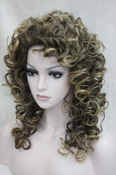 Fashion brown?mix?golden?blonde?tip  loose curls 50cm long synthetic hair wig Cheapest Gold Dress Up Long Wig Uk, Medium Curly Hair, Marie Antoinette Wig, Style Inspiration Vintage, Blonde Tips, Medium Curly, Blonde Curly Hair, Medium Curly Hair Styles, Curly Hair Wig