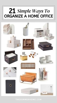 some office supplies that are organized in different ways