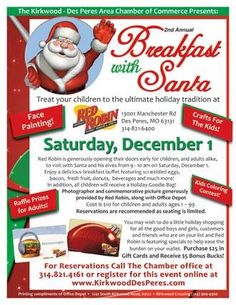 a flyer for breakfast with santa