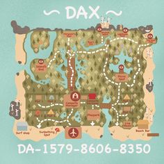 a map with the location of daxo and other places to go on it