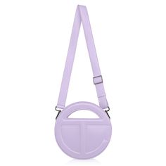 Round Telfar Circle Bag - Lavender – shop.telfar Modern Bag With Logo Strap And Double Handle, Modern Shoulder Bag With Logo Strap And Top Handle, Modern Top Handle Bags With Logo Strap, Modern Top Handle Bag With Logo Strap, Modern Purple Shoulder Bag With Adjustable Strap, Logo Shapes, All Codes, Circle Bag, Hidden Compartments