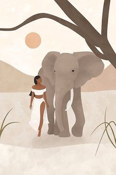 a woman standing next to an elephant under a tree with the words fatigue is the companion of wisdom