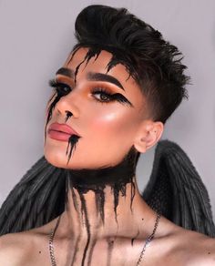 Dark Angel Make Up Halloween, Evil Angel Makeup, Fallen Angel Make Up Halloween, Fallen Angel Makeup Ideas, Fallen Angel Make Up, Fallen Angel Costume Makeup, Dark Angel Makeup Halloween, Evil Angel Costume, Fallen Angel Makeup Halloween