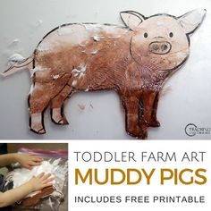 toddler farm art muddy pigs includes free printables for the kids to make