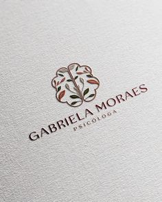 the logo for gabrila morraes is shown on a white paper background