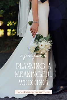 a bride and groom standing next to each other with the text, a free guide for planning a meaningful wedding