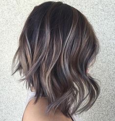 Ash Brown Balayage, Ash Brown Hair Color, Short Hair Highlights, Balayage Bob, Black Hair With Highlights, Brown Balayage, Ash Brown, Hair Brown