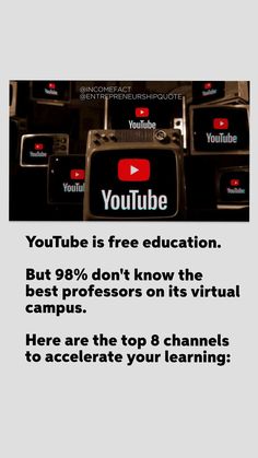 an ad for youtube is shown with the caption that reads, youtube is free education but 9 % don't know the best professionals on its virtual campus