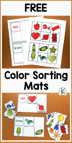 color sorting mats with the words, free and printable for kids to practice colors