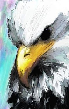 an eagle painted with acrylic paint on canvas