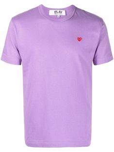 Purple cotton logo-patch short-sleeve T-shirt from COMME DES GARÇONS PLAY featuring logo patch to the front, round neck, short sleeves and straight hem. | Comme des Garçons PLAY logo-patch short-sleeve T-shirt