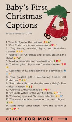 a baby's first christmas caption is shown in the bottom right hand corner