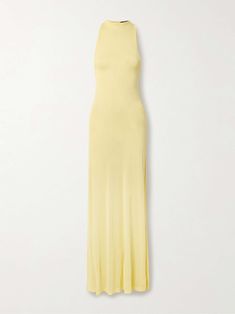 Jacquemus Sheer Dress, Yellow Black Tie Dress, Yellow Dress Formal, Farfetch Dress, Jacquemus Clothes, Haldi Dresses, Dress Midi Casual, Pale Yellow Dresses, Jacquemus Dress