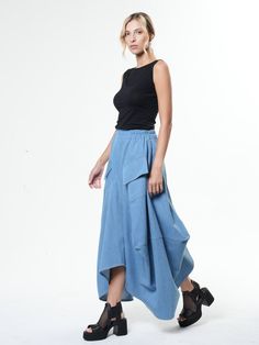 Plus Size Maxi Skirt - METSk0040 Product info: - asymmetrical skirt - maxi skirt - half elasticated waist - two front pockets - loose and relaxed fit - made of light denim - great for everyday use - suitable for summer - material: Denim- 95%cotton, 5%elastin - length of skirt from waist to longest point about 105 cm / 41.3 inches SUBSCRIBE TO OUR NEWSLETTER AND RECEIVE 15% DISCOUNT FOR YOUR ORDER! DON'T MISS ANYTHING NEW AND INTERESTING HAPPENING WITH YOUR FAVORITE BRAND, SPECIAL EVENTS, SALES A Plus Size Jean Skirt, Jean Skirt Long, Long Cargo Skirt, Plus Size Maxi Skirt, Skirt Cargo, Skirt Asymmetrical, Long Jean Skirt, Skirt Plus Size, Denim Maxi