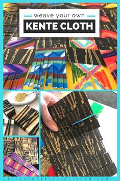 a collage of pictures with the words weave your own kente cloth