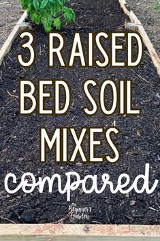 three raised bed soil mixes with text overlay that reads 3 raised bed soil mixes compared